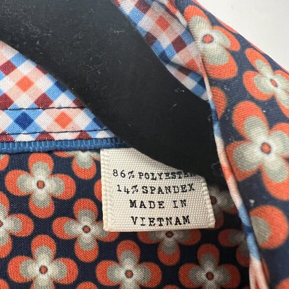 Con.Struct Slim Fit 4 Way Stretch Brown Print Button Down Flip Cuff Shirt XL - Picture 9 of 9